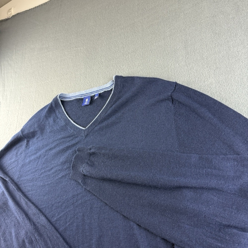 Footjoy Sweater Men's L Blue 100% Cashmere V Neck Pullover Golf 1857 Jumper